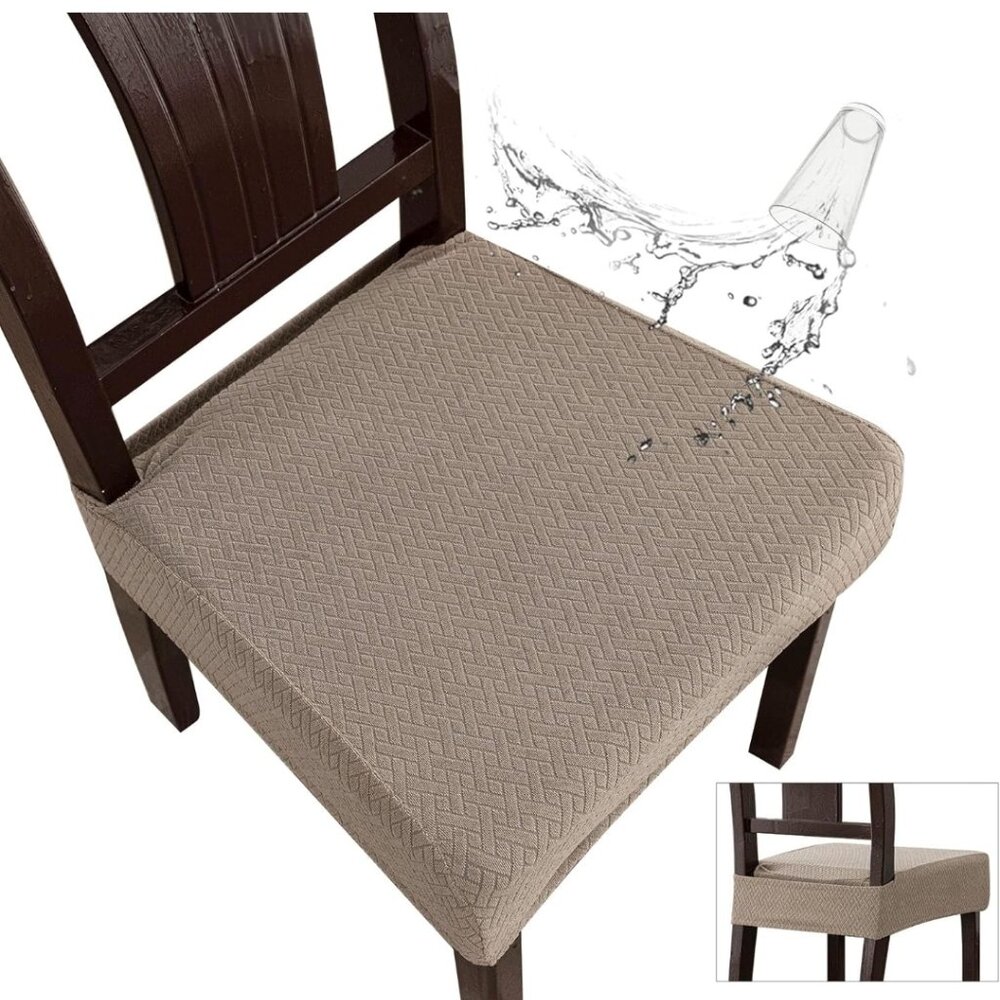 8 Dining Room Chair Seat Covers - Rear Covered - Taupe - Brand New - Picture 2 of 7